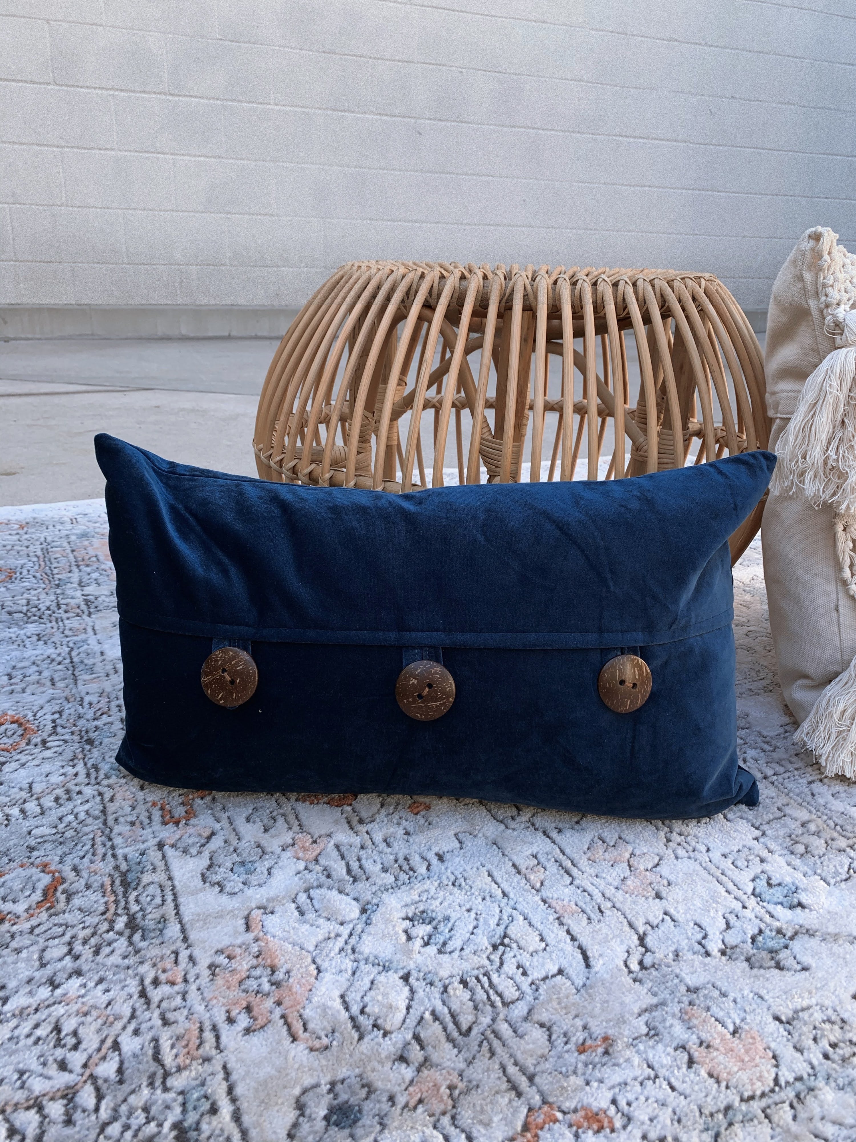 Velvet Blue Lumbar Pillow Rental – A La Mode Collections