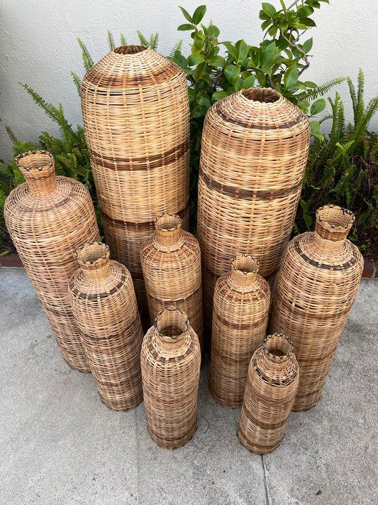 Assorted Rattan Vases
